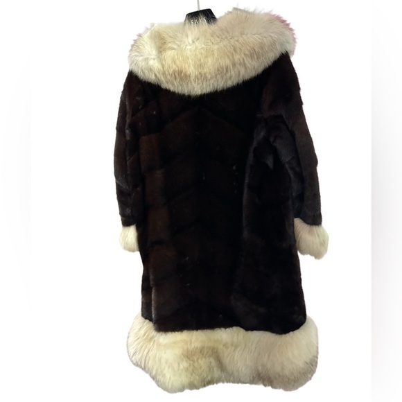 WOLF & MINK FUR STUNNING GENUINE Elegant Black Cream Teddy Jacket Soft Vintage - Picture 6 of 15